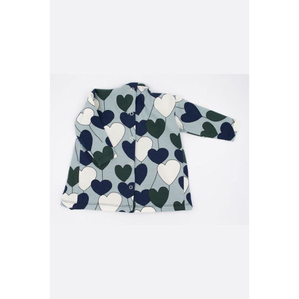 Vestido de pico de algodón orgánico de corazones y azul marino