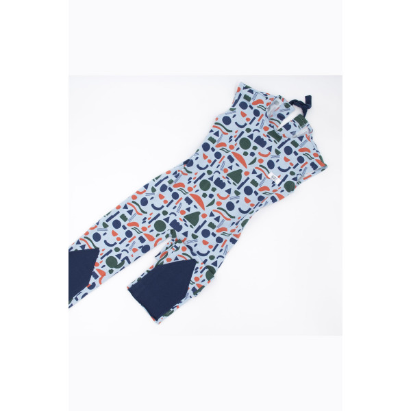 Pelele largo sin mangas de algodón orgánico con elastano estampado geométrico Pelele largo sin mangas de algodón orgánico con elastano estampado geométrico