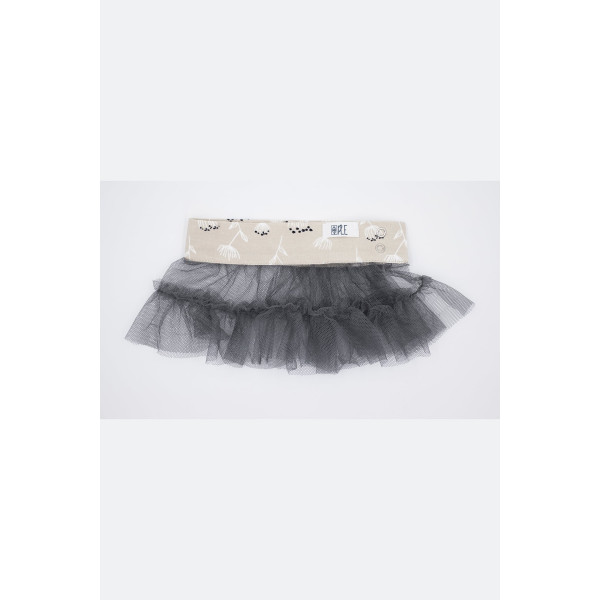Falda con cinturilla de algodón orgánico con elastano y dos volantes de tul Falda con cinturilla de algodón orgánico con elastano y dos volantes de tul