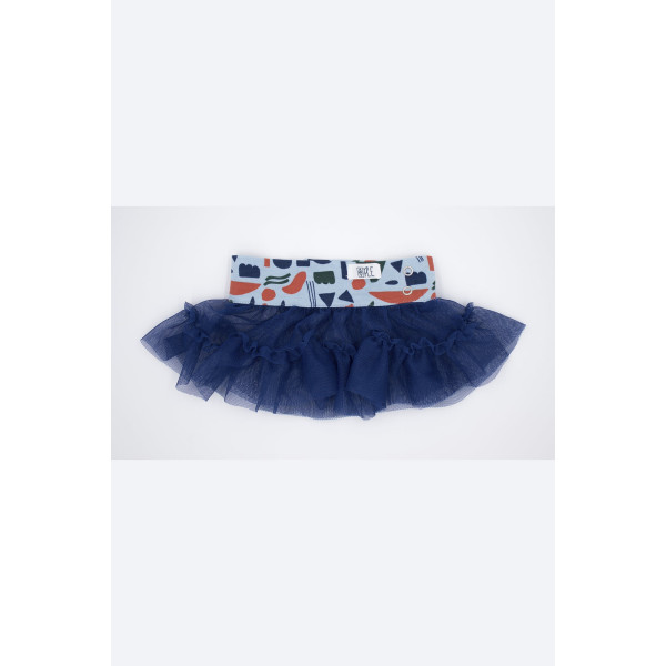 Falda con cinturilla de algodón orgánico con elastano y dos volantes de tul Falda con cinturilla de algodón orgánico con elastano y dos volantes de tul