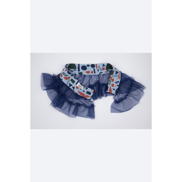 Falda con cinturilla de algodón orgánico con elastano y dos volantes de tul Falda con cinturilla de algodón orgánico con elastano y dos volantes de tul