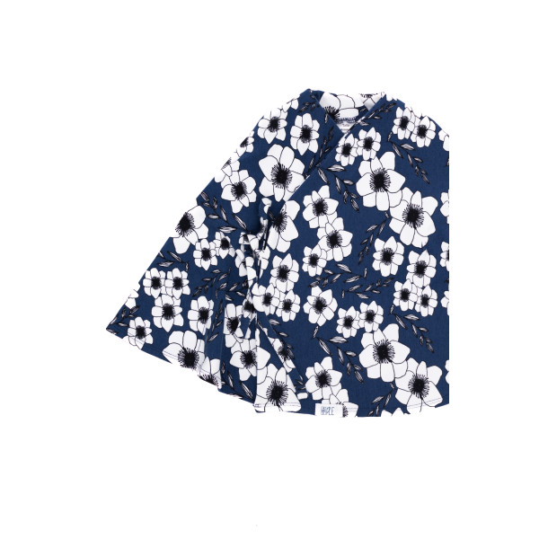 Capa sudadera bebe azul con flores blancas