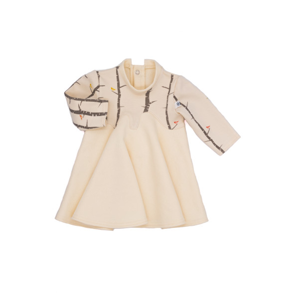 Vestido algodón orgánico prematuro blanco pájaros Vestido algodón orgánico prematuro blanco pájaros