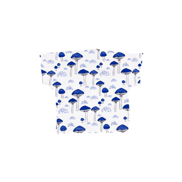Camiseta manga japonesa corta algodón orgánico setas azules Camiseta manga japonesa corta algodón orgánico setas azules
