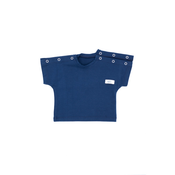 Camiseta manga corta japonesa algodón orgánico azul marino Camiseta manga corta japonesa algodón orgánico azul marino