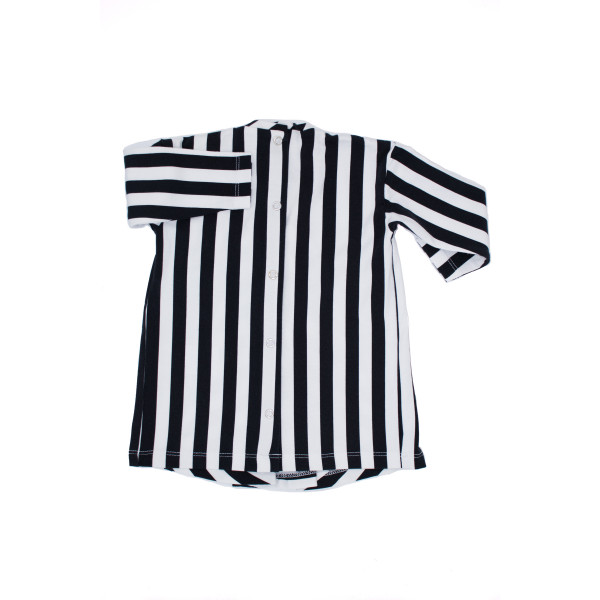Vestido pico con mangas largas algodón orgánico con elastano estampado rayas blancas y negras Vestido pico con mangas largas algodón orgánico con elastano estampado rayas blancas y negras