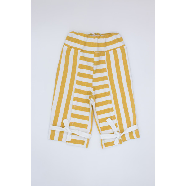 Pantalón largo algodón orgánico con elastano estampado rayas amarillo Pantalón largo algodón orgánico con elastano estampado rayas amarillo