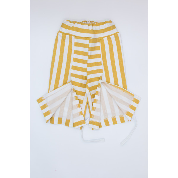 Pantalón largo algodón orgánico con elastano estampado rayas amarillo