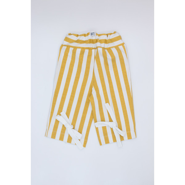 Pantalón largo algodón orgánico con elastano estampado rayas amarillo Pantalón largo algodón orgánico con elastano estampado rayas amarillo