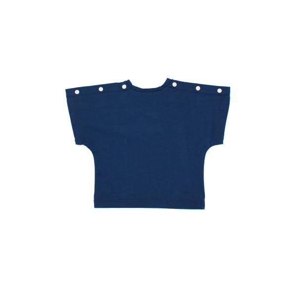 Camiseta bolsillo manga corta japonesa algodón orgánico azul marino Camiseta bolsillo manga corta japonesa algodón orgánico azul marino