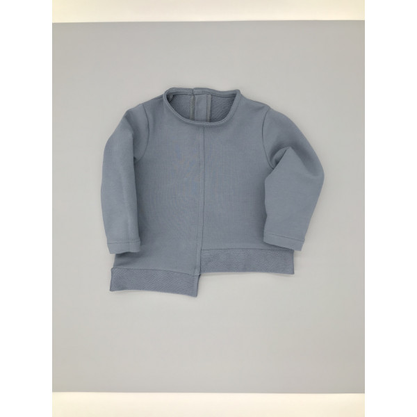 Sudadera asimétrica algodón orgánico bebe azul grisáceo Sudadera asimétrica algodón orgánico bebe azul grisáceo